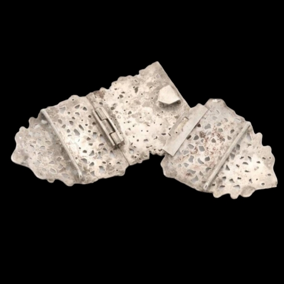 Estate Antique Art Nouveau Large Heavy 800 Silver Belt Buckle Openwork Peacocks - Picture 5 of 5